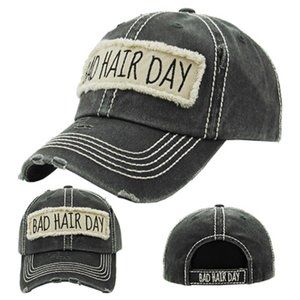 "Bad Hair Day" Distressed Vintage Baseball Hat